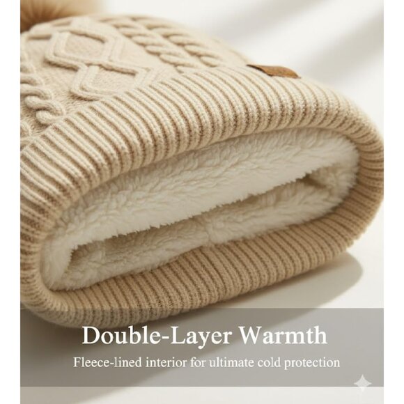 Winter Knit Hat Scarf Gloves Set Touchscreen Ear Warmer Unisex Cozy Warm - Picture 2 of 7